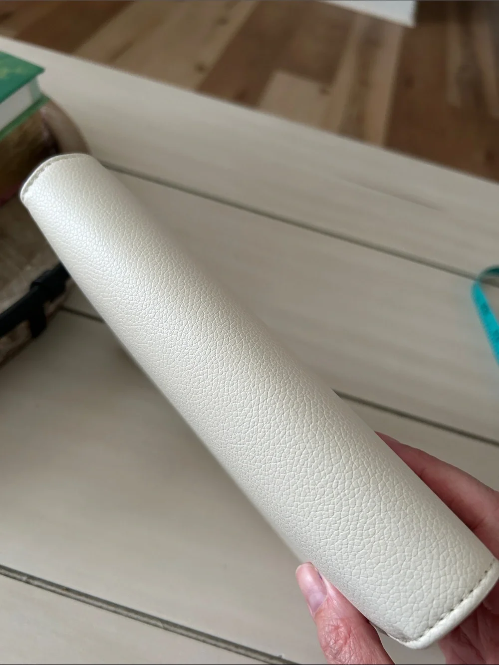 Classic Zip Around Pebbled Binder - Cream